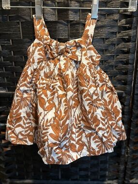 Janie and Jack Brown Infant Leaf-Print Strap Sundress on Cream